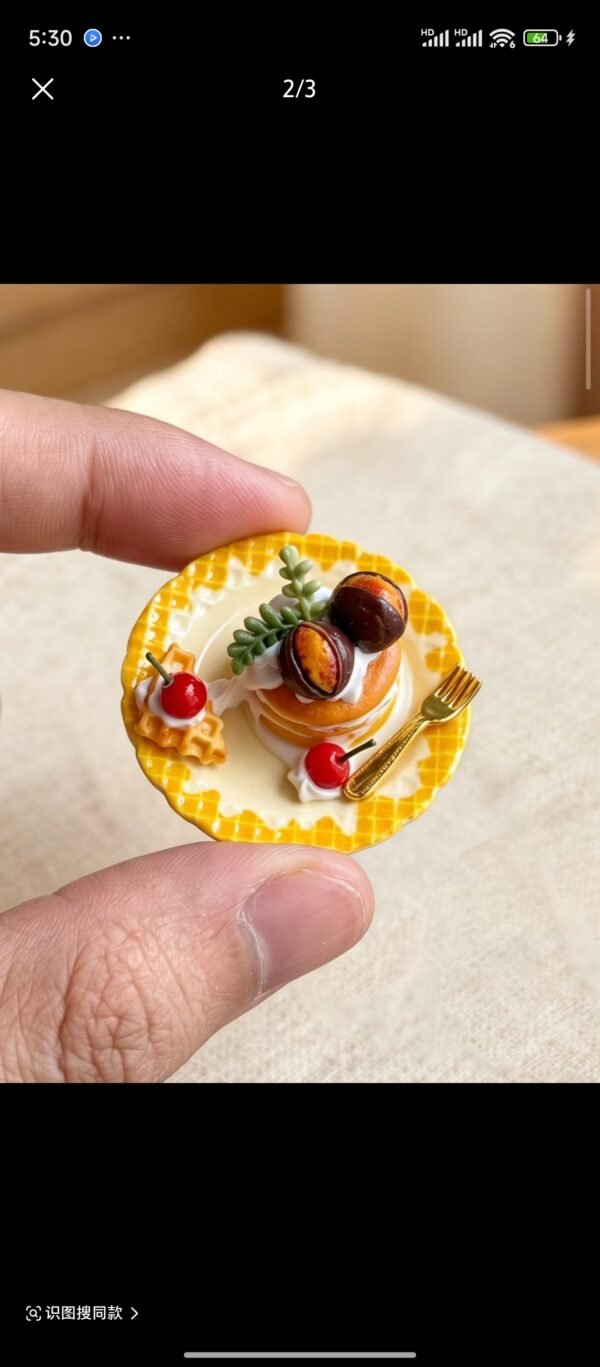 Handmade Miniature Dessert - Cozy Autumn Chestnut Waffle (Non-Edible)