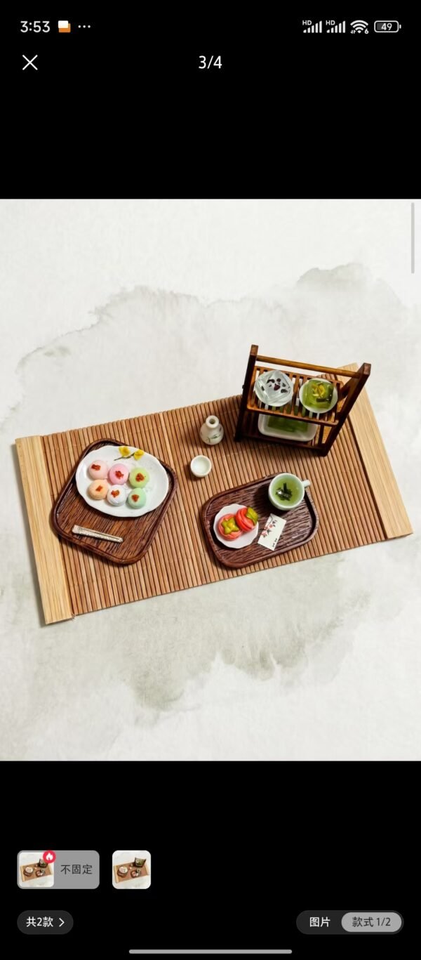 Handmade Miniature Dessert - Oriental Zen Tea Ceremony & Courtyard Pastry Set (Non-Edible)
