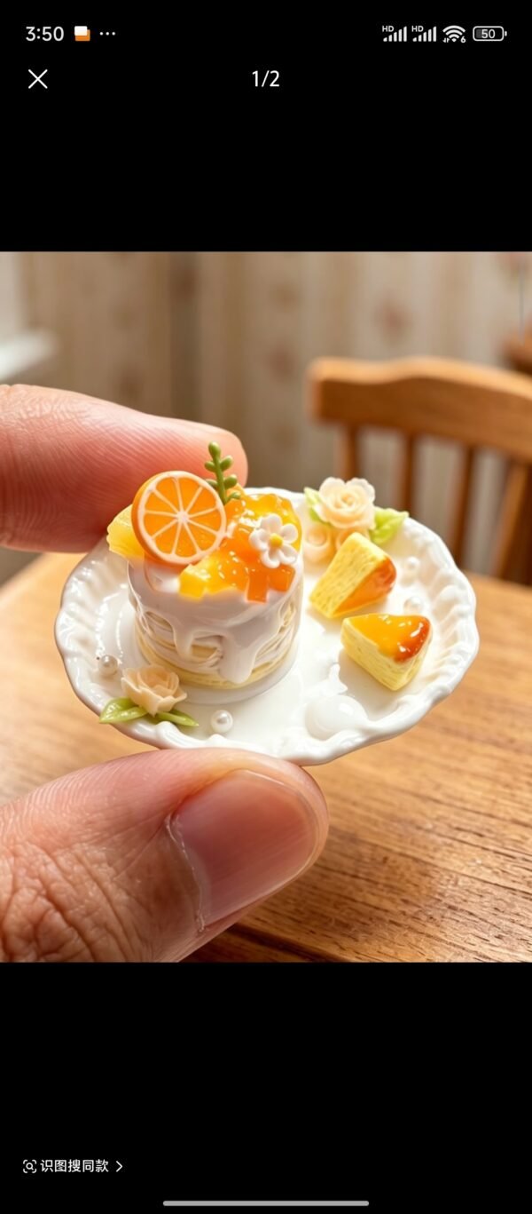 Handmade Miniature Dessert —Sun-Kissed Citrus Pancake Platter (Non-Edible)