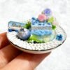 Handmade Miniature Dessert - Wild Blueberry & Rose Patisserie Slice (Non-Edible)