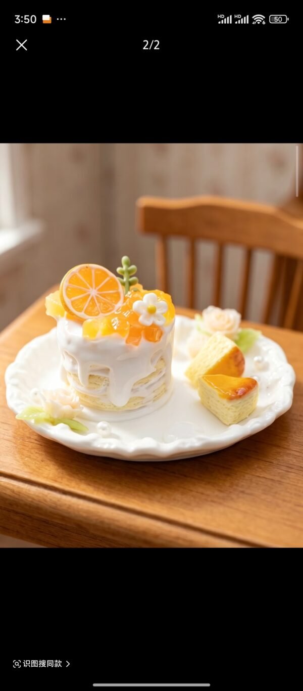 Handmade Miniature Dessert —Sun-Kissed Citrus Pancake Platter (Non-Edible)