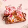 Handmade Miniature Dessert - Strawberry Rose Set  (Dollhouse Decor, Non-Edible)