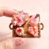Handmade Miniature Dessert - Strawberry Rose Set  (Dollhouse Decor, Non-Edible)