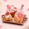 Handmade Miniature Dessert - Strawberry Rose Set  (Dollhouse Decor, Non-Edible)